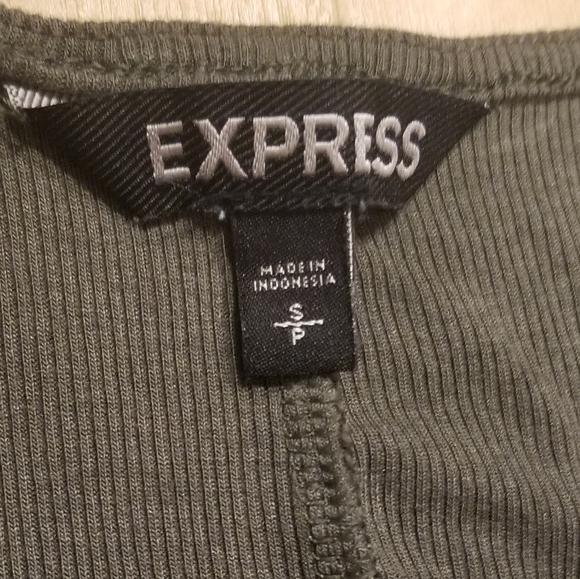 EXPRESS olive green ribbed skater dress - Picture 3 of 3